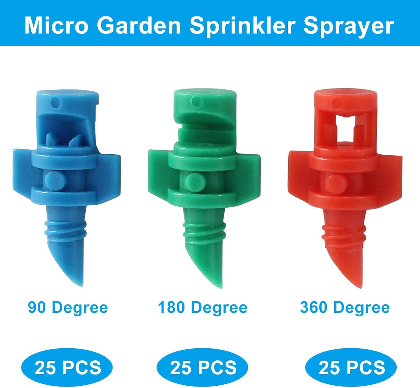 75 Pcs 90/180/360 Degree Misting Nozzle, Micro Sprinkler Heads Irrigation Misting Sprayer, Refraction Automizing Drippers for Garden Lawn Plants Irrigation System