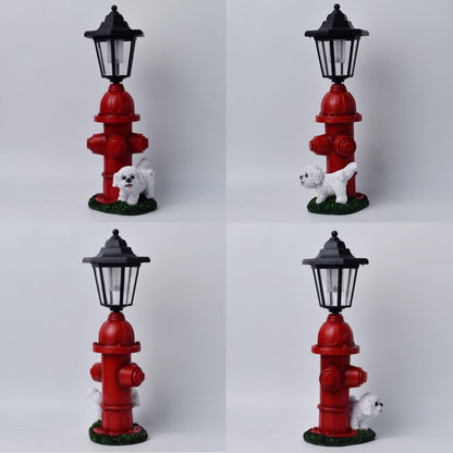 Solar Garden Outdoor Decor Funny Teddy & Fire Hydrant Statue with Lights, Outside - Charming Outdoor Decorations for Patio Yard Lawn Walkway Ornaments Ideal Gifts for Nature Enthusiasts