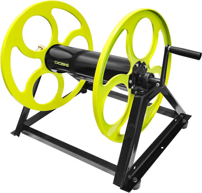 Stainless Steel Garden Hose Reel for 5/8" stainless steels Hoses Reel with Crank Handle Hose Reel Wall Mount 3/4 in Brass Fitting for Hassle-free Outdoor ， Holds up to 400-Ft (Hose not included)