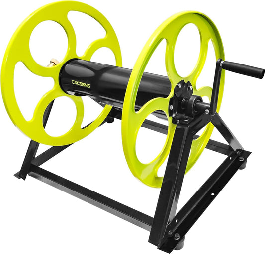 Stainless Steel Garden Hose Reel for 5/8" stainless steels Hoses Reel with Crank Handle Hose Reel Wall Mount 3/4 in Brass Fitting for Hassle-free Outdoor ， Holds up to 400-Ft (Hose not included)