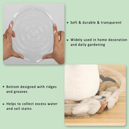 JERIA 8 Inch 20 Pack Clear Plant Saucers,Plastic Flower Pot Trays,Round Durable Plant Drip Trays for Indoor and Outdoor