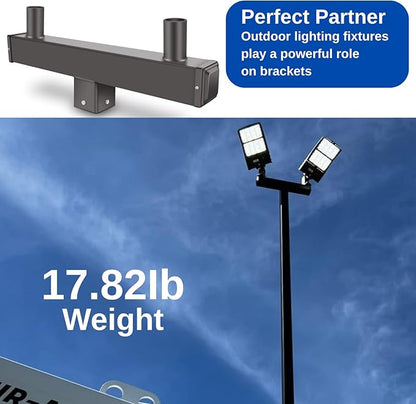 Double Bullhorn Mounting Bracket Tenon, with 2 Tenons 2-3/8" for 4in Square Pole Mounting Arm for Parking Lot Light Street Area Slip Fitter Lights Mount Low Profile Sturdy Heavy Duty