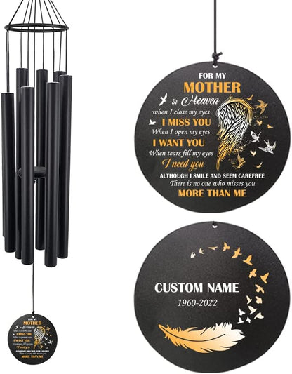 Personalized 36" Healing Memorial Wind Chimes for Outside, Bereavement Gift of Comfort for Loss of Mother, Father or Husband, A Soothing Remembrance for Your Garden and Patio