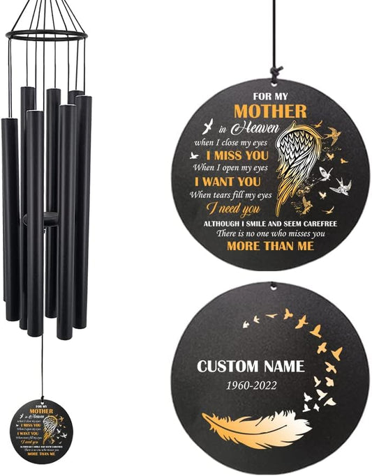 Personalized 36" Healing Memorial Wind Chimes for Outside, Bereavement Gift of Comfort for Loss of Mother, Father or Husband, A Soothing Remembrance for Your Garden and Patio