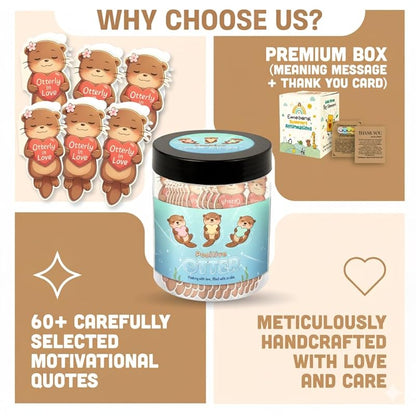 Positive Otter Jar With 60 Daily Affirmation Cards – Emotional Support Otter Gifts – Stress Relief Cute Mini Otter Decor – Fun Gifts For Teens Girls Boys – Inspirational Otter Birthday Card