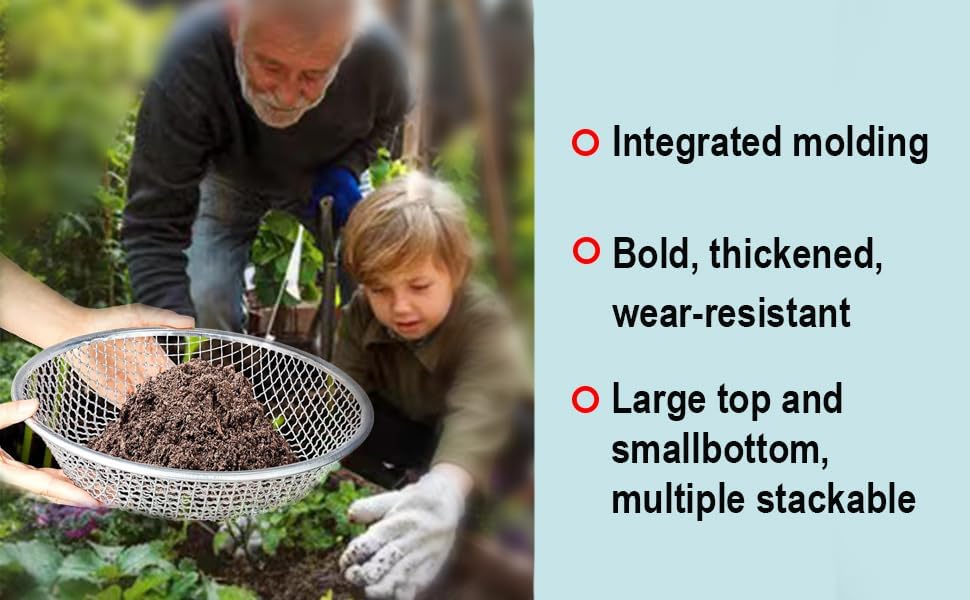 3/8 Inch Soil Sifter for Gardening, Rock Sifter for 5gallon,Compost Sifter Dirt Sifter,Captures Dirt Rocks Sawdust