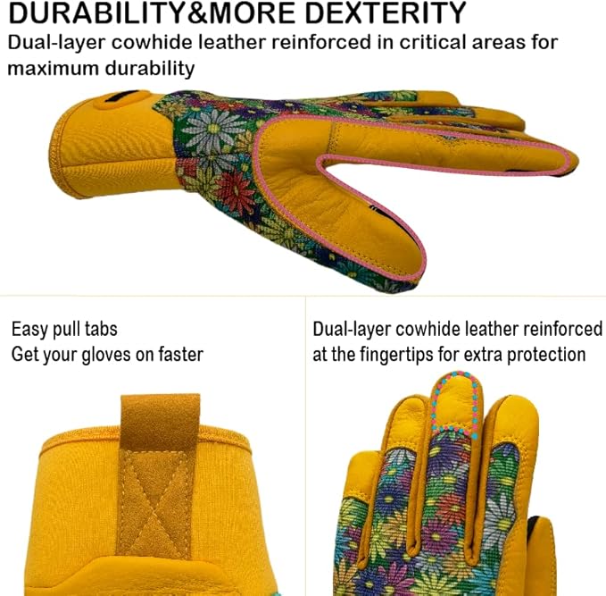 Thorn Proof&Puncture Resistant Gardening Gloves with Grip,Garden Gloves for Women, Leather Work Gloves,Gifts