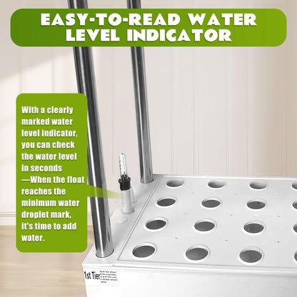 2-Tier Hydroponics Growing System for Tall & Climbing Plants, Awokabud Planters for Flowers and Plants,Indoor Herb Garden Kit with Adjustable LED Grow Light, Automatic Water Circulation-32 Pods