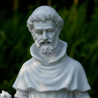 St Francis Garden Statues, Saint Francis of Assisi Catholic Christian Yard Decor Lawn Garden Patio, Outdoor Sculptures Art Decorations, Grey