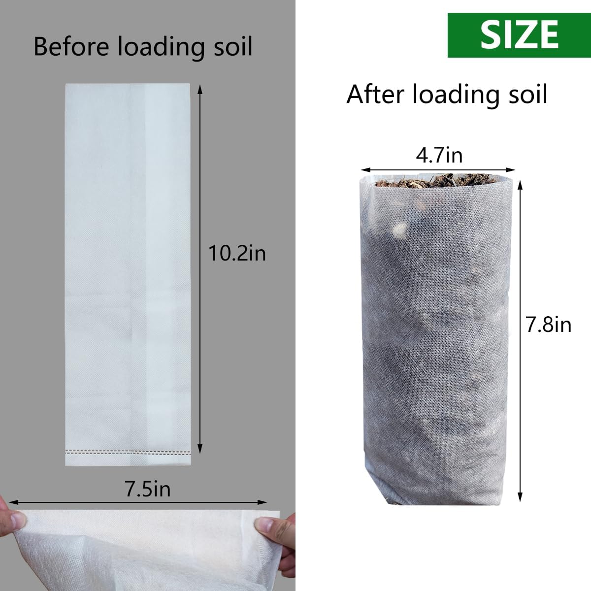 Belit 50 Pcs 10.2" H Deep Nursery Grow Bags, Non-Woven Plants Pots Container for Starting Rooted Plants Vegetable, Flower, Seedling Tree