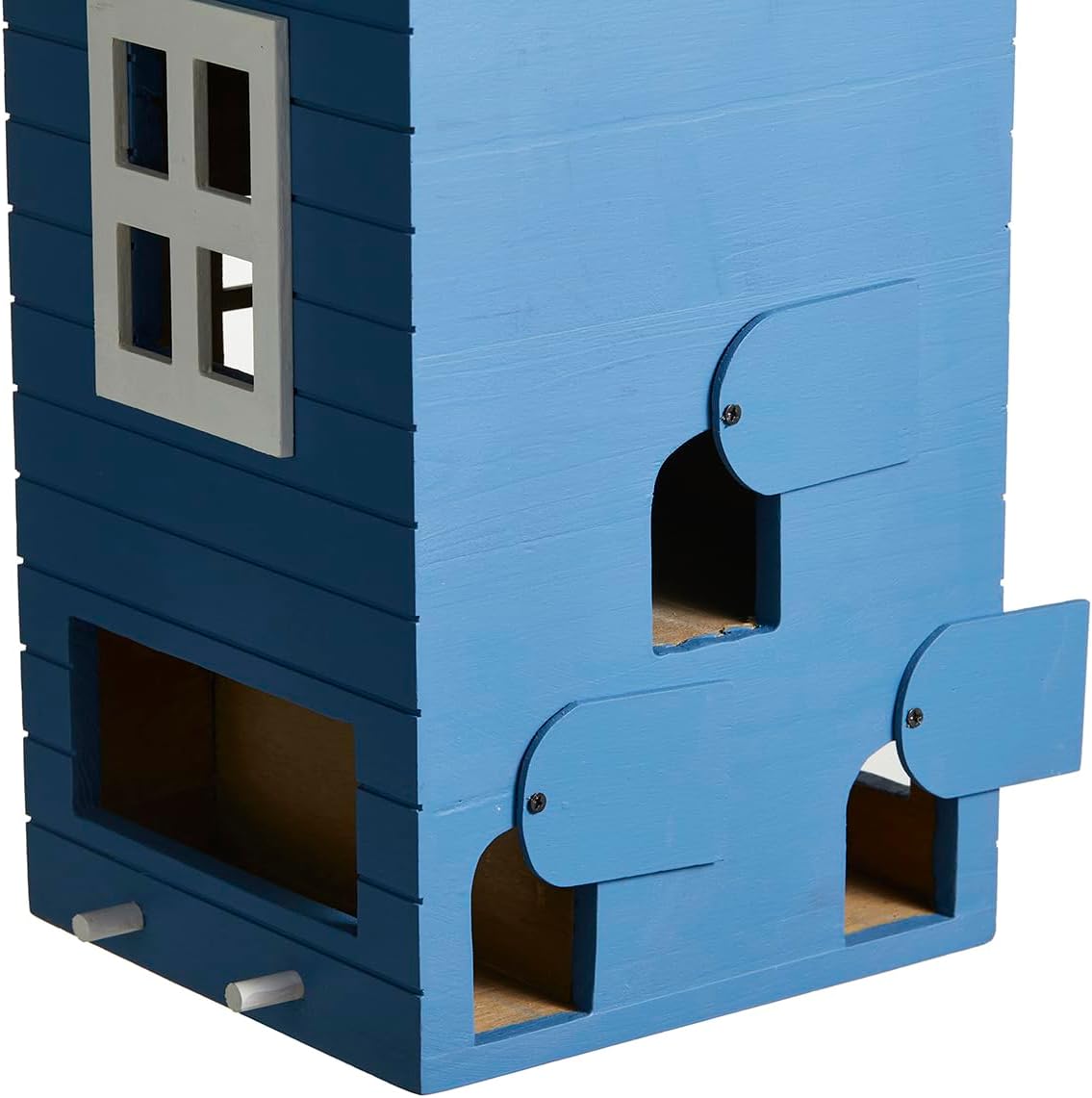 Glitzhome Large Bird Houses for Outside, Hanging Bird Houses for Outdoors, 14"H Modern Hand Painted Solid Wood Cottage Hummingbird House, Functional Decorative Birdhouse for Garden Patio Backyard,Bule