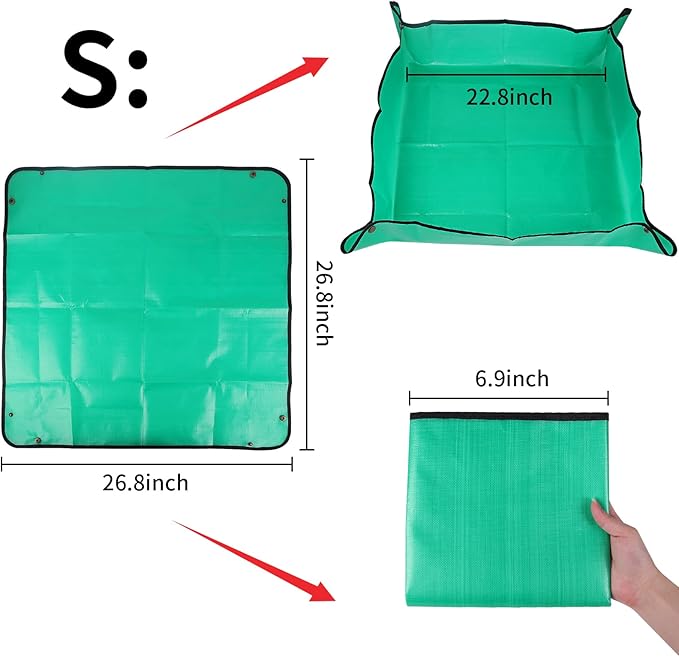 Azureblue Plant Repotting Mat for Indoor Plants Potting Soil Mix, Waterproof Plant Repotting Tray, Potting Mat Gardening Tray for Indoor Potting Succulents Cactus Orchid Pots (26.8" x 26.8")