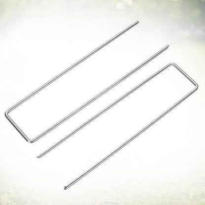 HARFINGTON 50pcs Garden Ground Stakes 6" U Pegs Galvanized Iron Landscape Staples Pointed Tip Loop Stake for Anchoring Lawn Ground Tubing Drip Irrigation Hoses