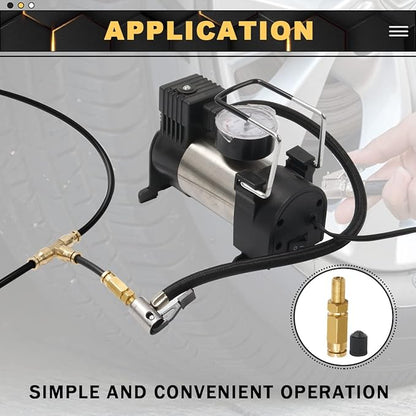 2 Packs 1/4" Air Value Inflation Schrader Valve, Schrader Valve Adapter with Push to Connect Button for 1/4" OD Air Hose Fittings for Semi Trucks Trailers