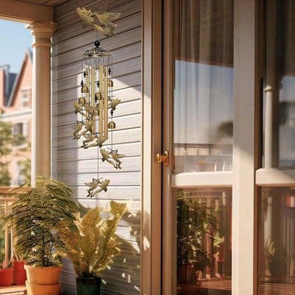 Outside Flying Pig and Horse Wind Chimes Decorate, Memorial Wind Chimes, Pigs Wind Catcher, Mobile Bronze Horses Pigs Wind Bells for Home, Yard, Tree, Patio, Garden Decoration, Festival Gifts for Mom