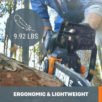 Worx 40V 12" Cordless Chainsaw Power Share with Auto-Tension - WG381 (Batteries & Charger Included)
