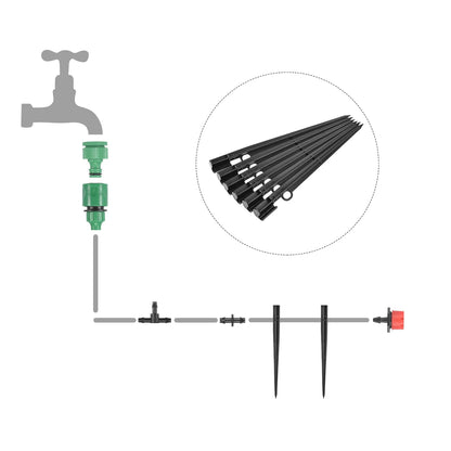 MECCANIXITY Irrigation Drip Support Stakes 200mm Length PP Plastic Black for 1/4" Tube Hose for Gardening Patio Lawn Pack of 25
