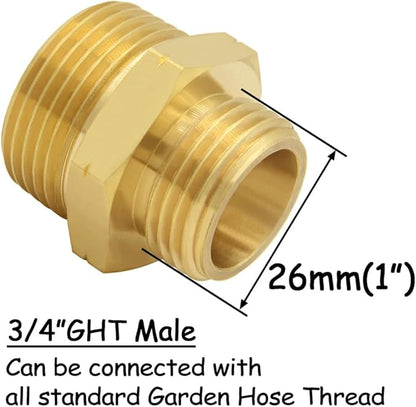 Brass Garden Hose Adapter 3/4"GHT Male to 1"NPT Male Thread Reducer Water Hose Nipple Reducing Convert Pipe Fittings Connector