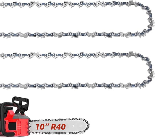 10 Inch Chainsaw Chain R40 .043'' Gauge 3/8" LP Pitch 40 Drive Links, 10-inch Replacement Chains Fits for Ryobi, Worx, Echo and More - 2 Chains