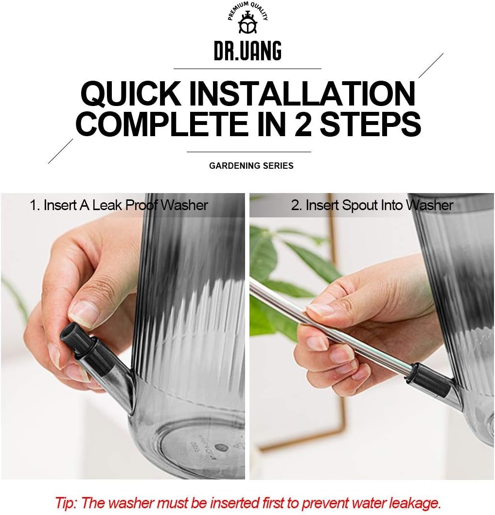 Small Watering Can Indoor Plants with Long Spout (1L, Gray)