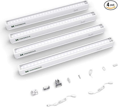 Plant Grow Lights 1FT, Sun-Like Full Spectrum 5000K, 28W(4 x 7W), T5 LED Grow Light Strips for Indoor Plants and Flowers, High PPFD, Linkable, White, 4-Pack