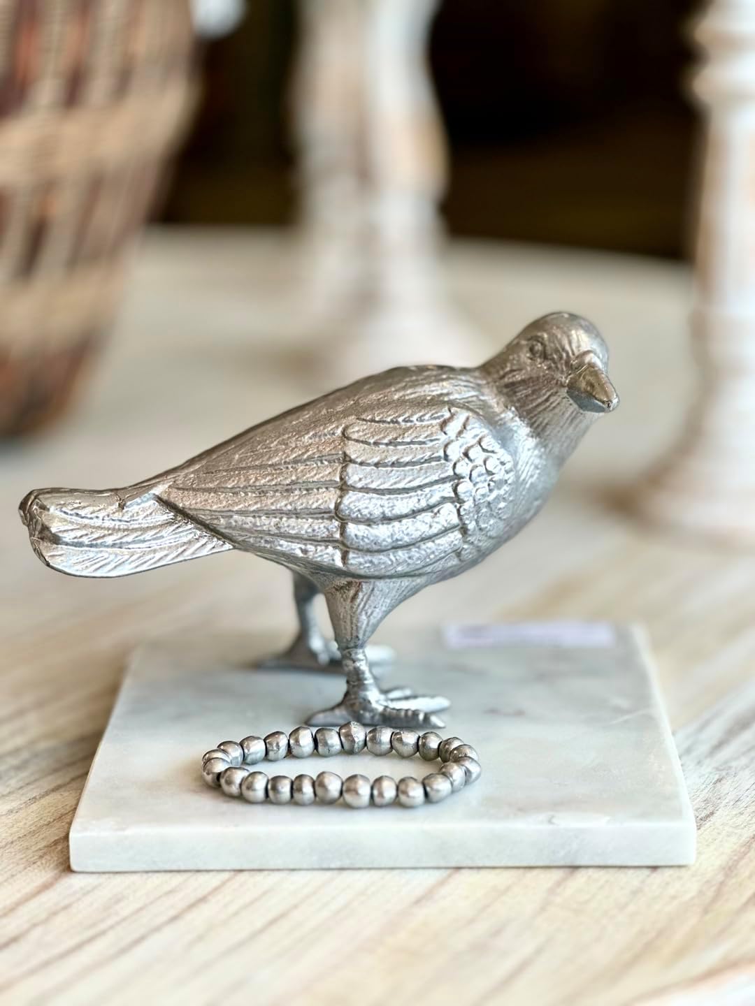 NACH Cast Iron Crow Statue, Head to Side Raven, Large Garden Statues, Crow Garden Sculpture, Bird Figurines Home Decor, Raven Decor, Antique Metal Bird Statue, 4 x 11 x 6.5 inches, JS-90-7115AM