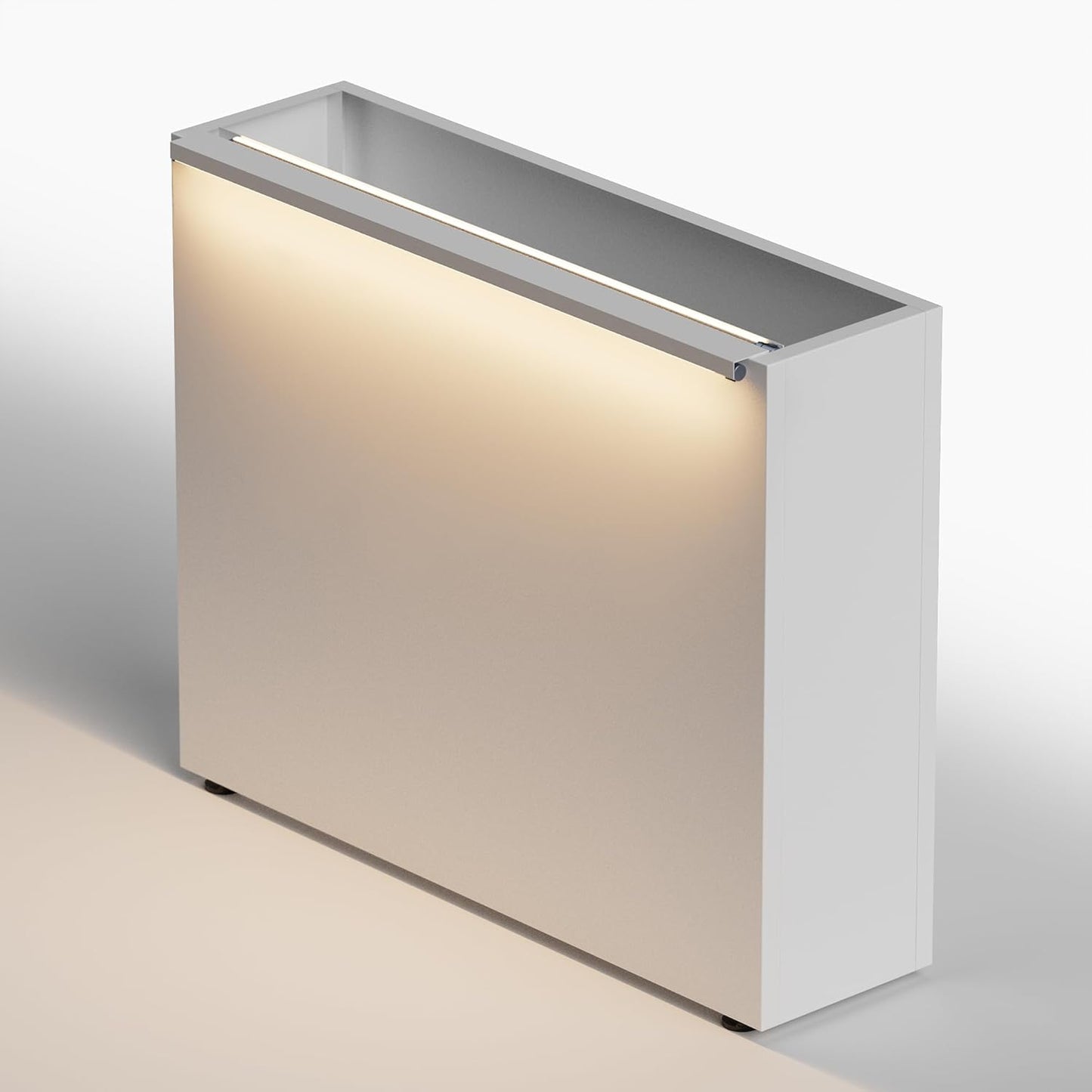 GSK White Metal Planter Box with LED Light Galvanized Versatile Rectagular Light Up Plant Trough Durable Indoor Outdoor Flower Container Porch Patio Tarrace Balcony Garden Home Office Commerical