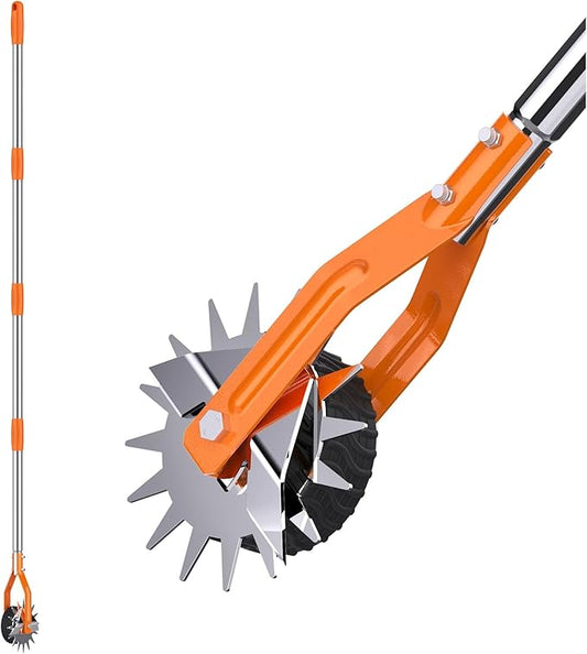 Wheel Rotary Edger Lawn Tool, Sidewalk 66.7Inch Manual Lawn Edger, Grass Edge Trimmer, Adjustable Stainless Steel Handle with Cushion Grip,Soil,Garden and Yard Tool,Orange