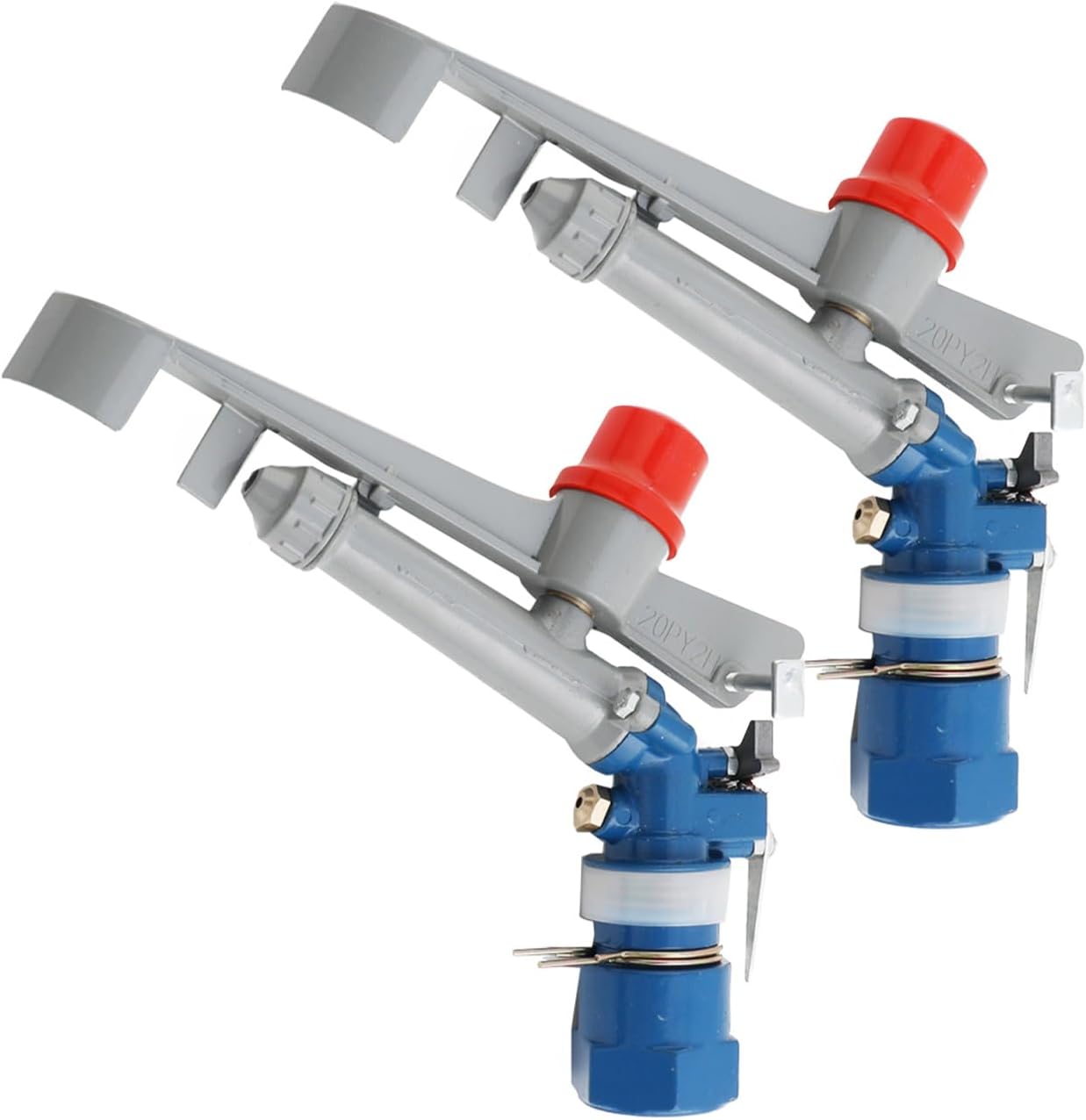 360 Degree Adjustable Sprinkler Gun 2Pcs, Large-Scale Industrial Sprinkler Irrigation Spray Gun Impact Spray for Farms Orchards Tea Gardens Forestry Wheat 1 Inch