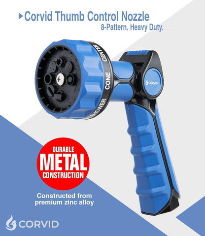 10-Pack Corvid Thumb Control Nozzle - 8-Pattern Heavy-Duty, Durable Spray for Watering, Cleaning, and More