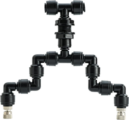 Reptile Terrarium Misting Nozzle 360 Degree Adjustable Reptile Fogger Mist Sprinkler, Dual-Head Black Misting Spray Nozzles for Aquarium Rainforest