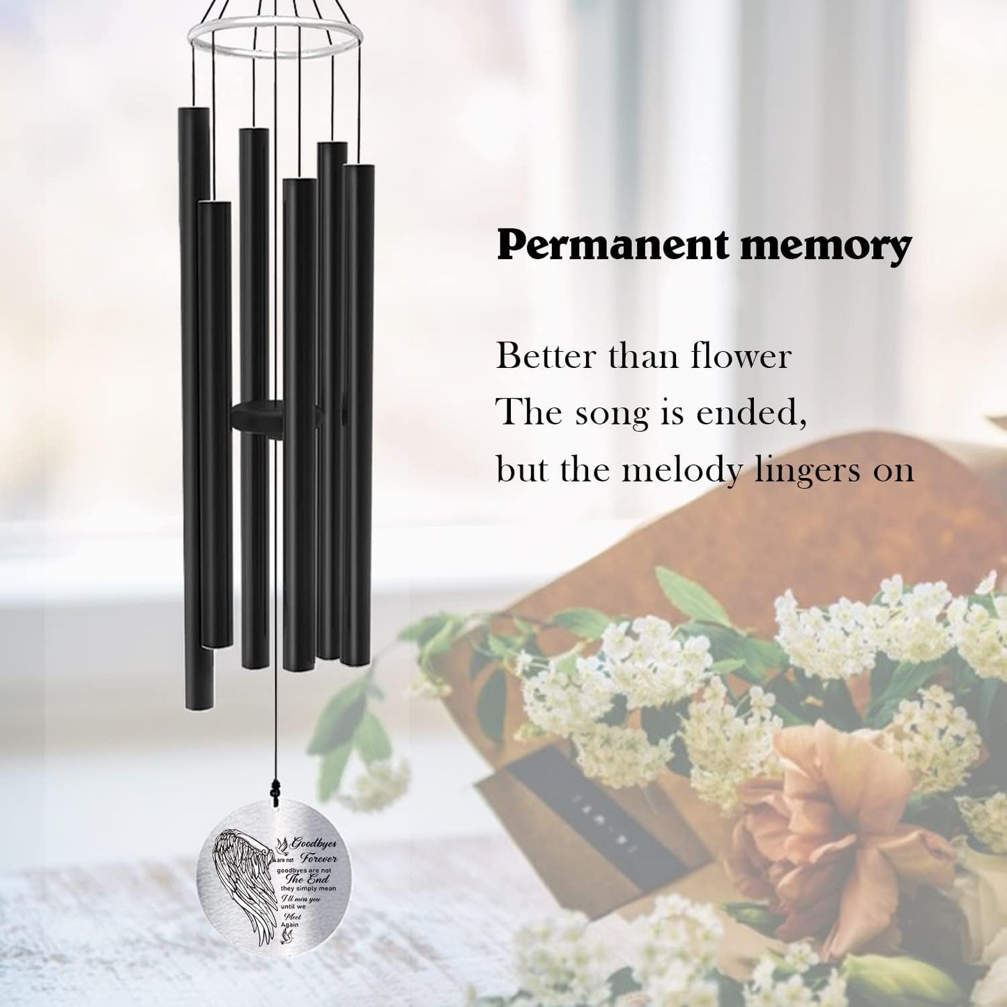Personalized 36" Bereavement Wind Chimes for Outside, Memorial Gift in Remembrance of a Loved One, Sympathy Gift for Loss of Mother Father Husband, Garden Patio Decor