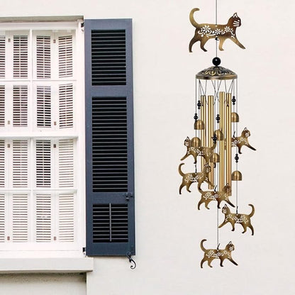 Outside Cat Wind Chime Decor, Memorial Wind Chimes, Cat Wind Catcher, Mobile Wind Bells, Bronze Wind Chimes for Home, Yard, Patio, Garden Cat Decoration, Festival Gifts for Mom, Cats Chimes