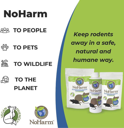 NoHarm Rodent Control | Smarter Than Repellent | Blocks Scent-Trails | Disrupts Mice and Rats | Safe | 4 Packets for Indoor Use