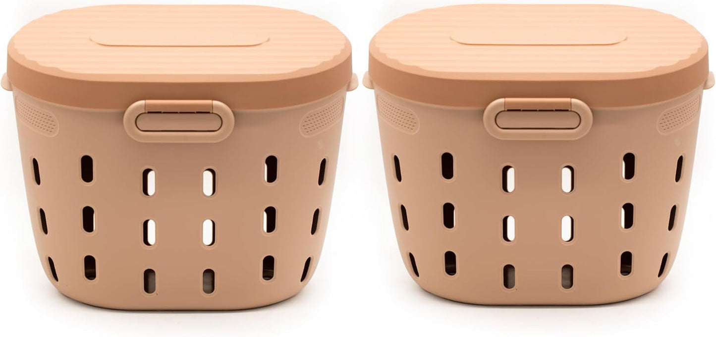 Vego Garden In-Ground Worm Composter Outdoor Farm Compost Bin 7 Gallons BPA-Free Composting System for Raised Garden Beds Tawny Brown, Twin Pack