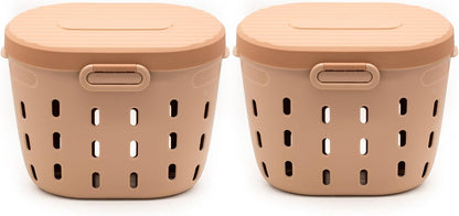 Vego Garden In-Ground Worm Composter Outdoor Farm Compost Bin 7 Gallons BPA-Free Composting System for Raised Garden Beds Tawny Brown, Twin Pack