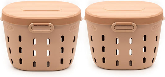 Vego Garden In-Ground Worm Composter Outdoor Farm Compost Bin 7 Gallons BPA-Free Composting System for Raised Garden Beds Tawny Brown, Twin Pack