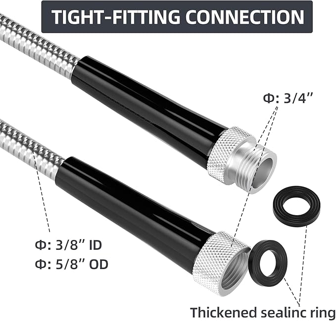 SPECILITE Stainless Steel Garden Water Hose 75 FT, Flexible and Lightweight Pipe, Non-Expandable Heavy Duty Metal Waterhose with Aluminium Fittings for Reel, Yard, Outdoor, Boat