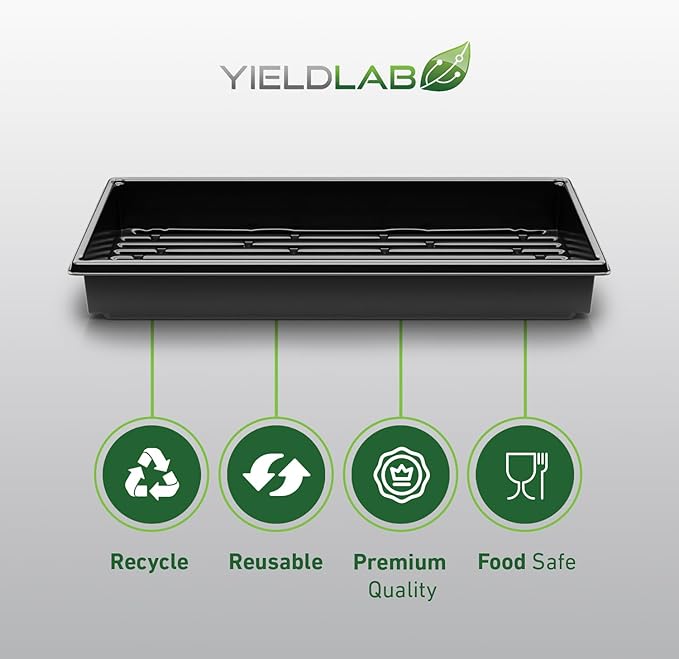 10x20 Inch Black Plastic 10 Pack Plant Propagation Tray – Growing Trays for Garden, Planting, Seedling, Soil & Hydroponic Horticulture - Microgreen Trays Grow Plants - No Drain Holes