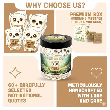 Positive Owl Jar With 60 Affirmation Cards – Emotional Support Owl Gifts For Women, Stress Relief And Daily Encouragement, Owl Themed Gifts, Positive Affirmations Cards, Office Decor For Women