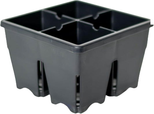 Epic Reusable Seed Starter Tray - Easy Watering Seed Starting Trays - Gardener Friendly Plant Trays for Seedlings | UV-Treated BPA-Free Seedling Tray -4-Cell 4" Seed Starting Trays - Black /4 Trays