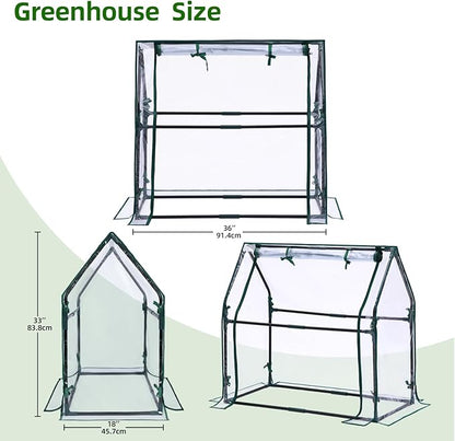 Mini Greenhouse for Indoor Outdoor: Ohuhu Tabletop Portable Green House with Waterproof Pad for Small Plants Nursery Germination, 36"x18"x33" Heavy-Duty Cover Tent Humidity Dome Seedling Accessory