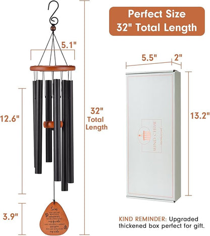 Memorial Sympathy Gifts for Loss of Son, 32" Memorial Wind Chimes for Loss of Son Sympathy Gifts, Remembrance/Bereavement Gifts for Loss of Son, Windchimes in Memory of Son