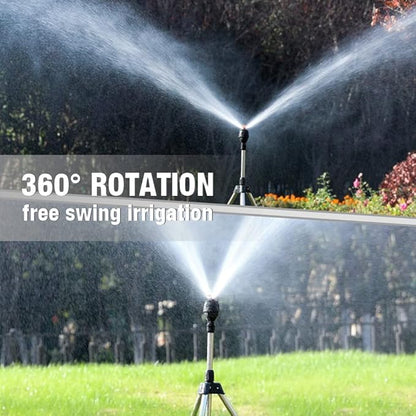 Impact Tripod Sprinkler, Rotating Tripod Sprinkler,360‑Degree Automatic Rotating Irrigation Watering, Tripod Telescopic Support for Lawn (2 PCS)