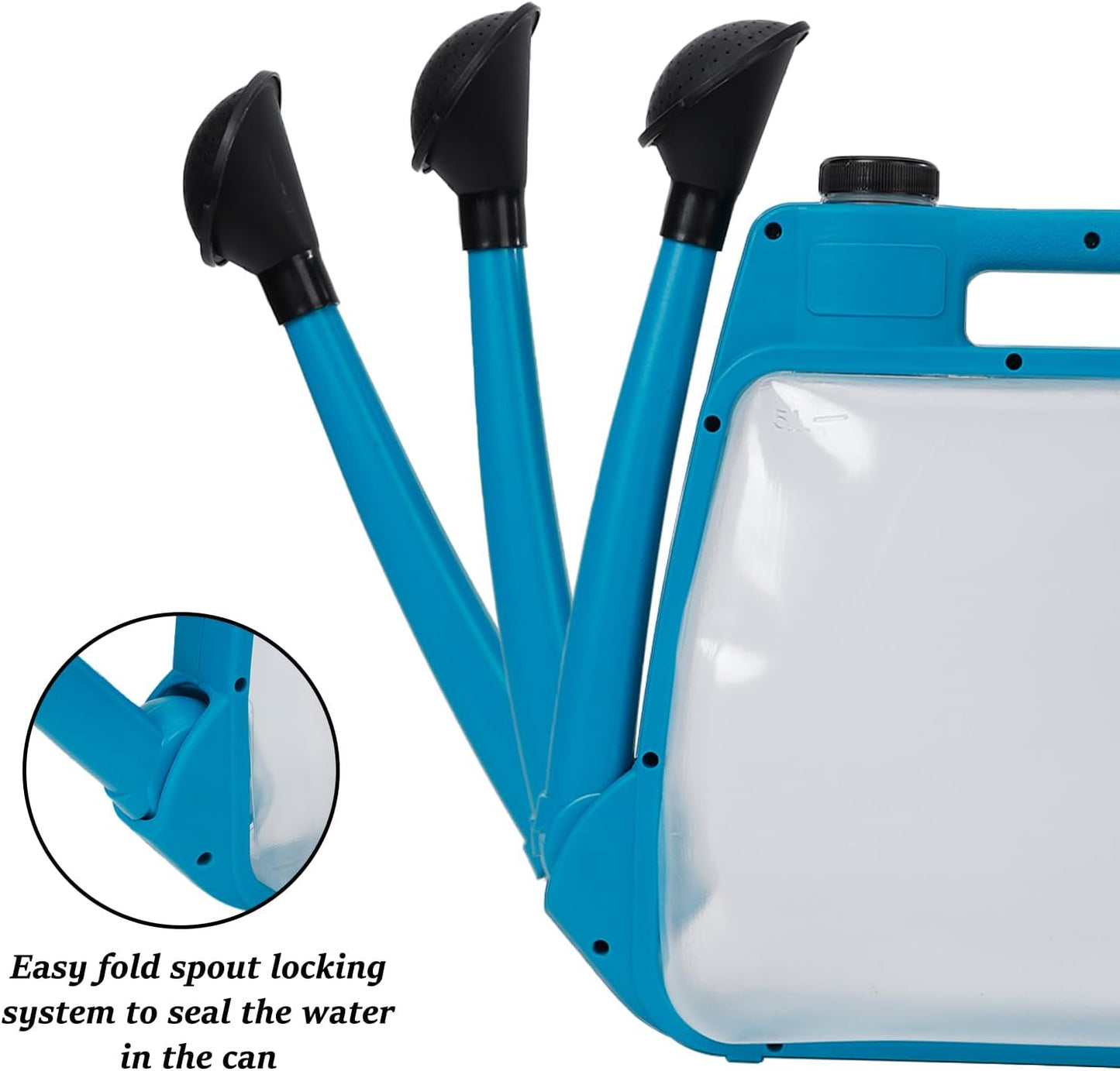 6L Foldable Clear Plastic Watering Can with Rotating Nozzle Long Spout Ideal for Indoor and Outdoor Gardening - Blue