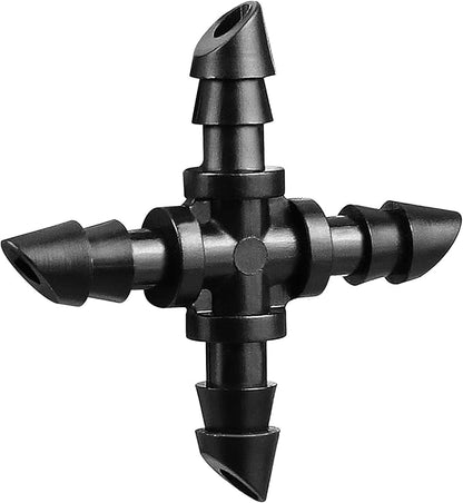 1/4" Drip Irrigation Cross Fittings, 45 Pieces Barbed 4-Way Cross Irrigation Parts for 1/4 Inch Drip Tubing, Drip Line 4-way Tee Connectors T Parts for Sprinkler Garden Lawn