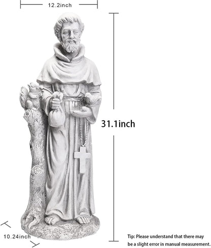 St Francis Garden Statues, Saint Francis of Assisi Catholic Christian Yard Decor Lawn Garden Patio, Outdoor Sculptures Art Decorations, Grey