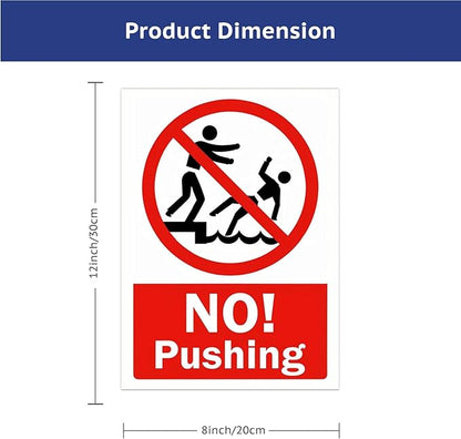 No Pushing Metal Sign Chlorine-Proof Chuckles: Backyard Pool Decor Signs in Durable Tinplate for Splash Zones