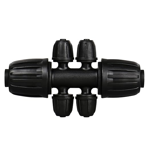 Barbed Tee 1/2" to 1/4" Drip Irrigation Fittings: 10 Pieces 1/2 Inch Tubing (1/2" ID x0.6-0.63" OD) Six-way Connectors for 16mm to 1/4 Inch Irrigation Drip System