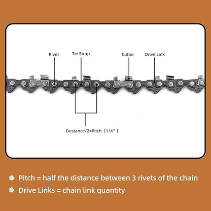 2 Pack 12 Inch Chainsaw Chain 1/4"LP Pitch .043" Gauge 64 Drive Links, Replacement Pole Saw Chain 12 inch Chainsaw Chains Fits for Stihl MSA120 C-B MSA140 C-B and More